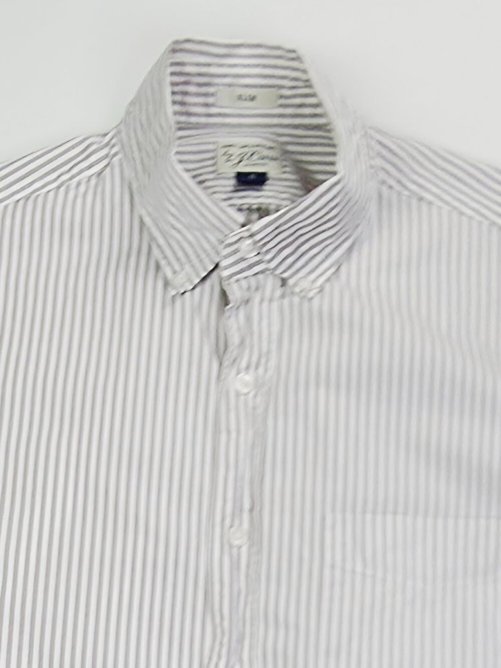 J. Crew Slim Stretch White Taupe Stripe Mens Size Small Button Down Long Sleeve